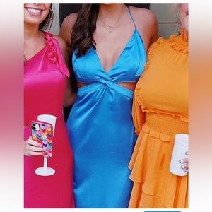 Zara silk blue dress